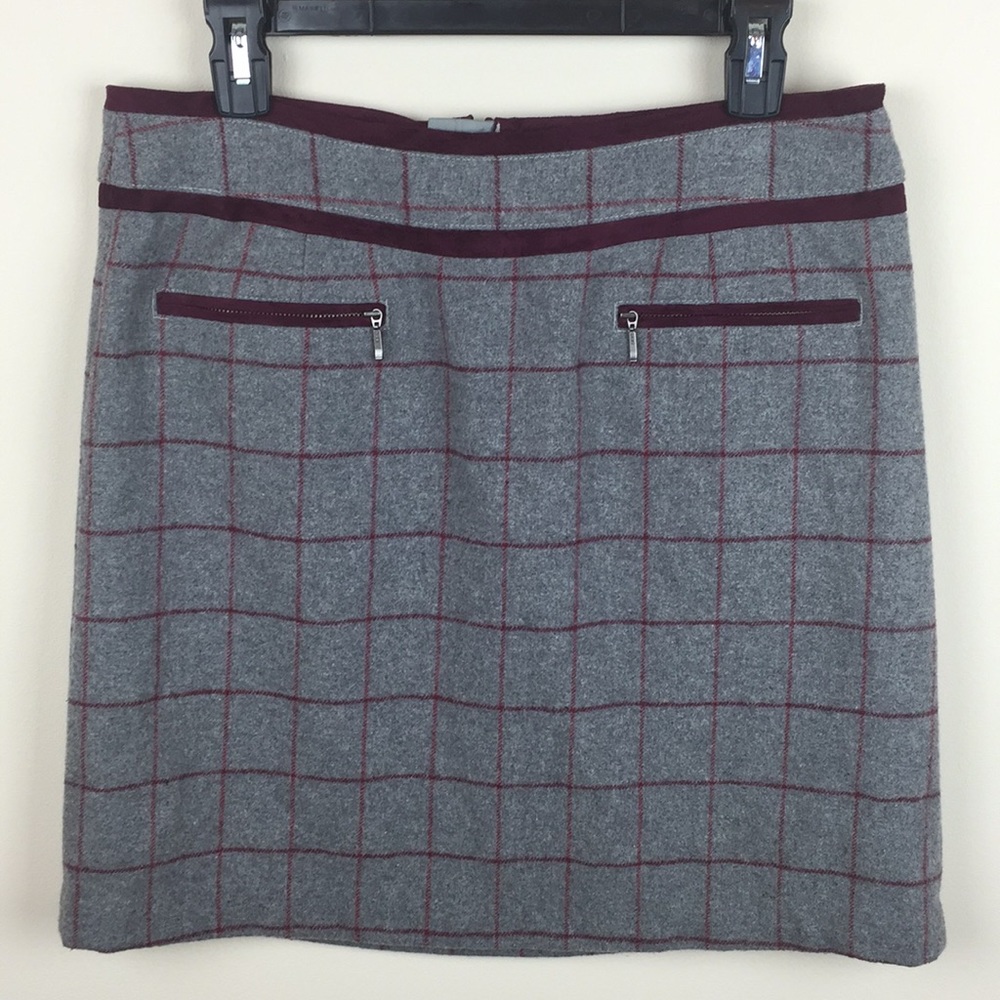 Bob Timberlake - Wool Blend Windowpane Print Skirt
